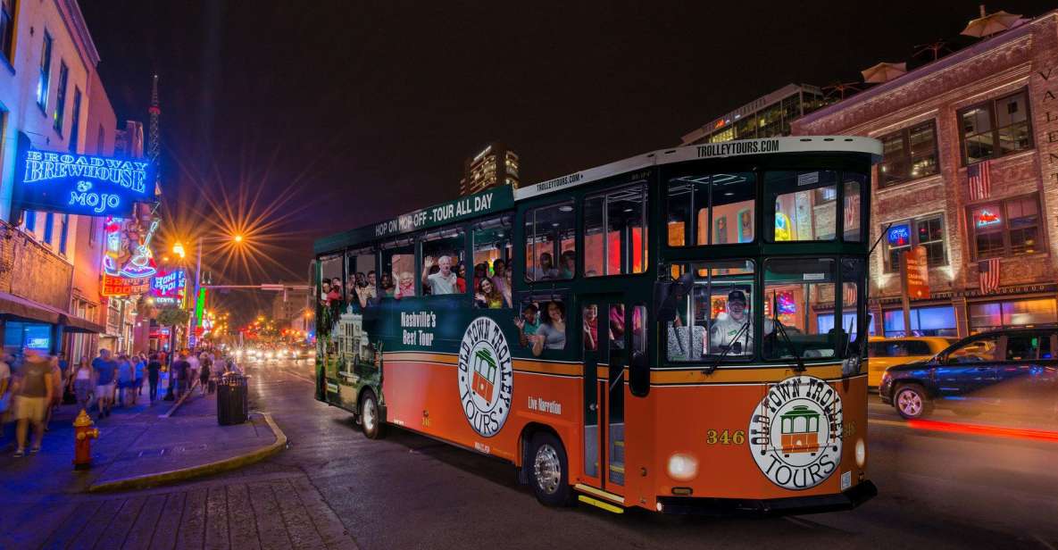 Nashville: Music City Nighttime Trolley Tour - Nashville at night from a stadium-seating trolley